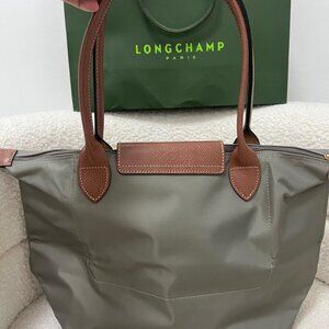 Longchamp Gray and Brown Shoulder Bag